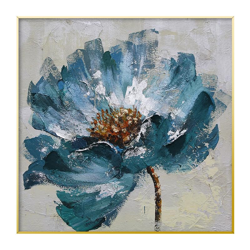 Tableau moderne pour salon et grande décoration murale fleurs bleues
