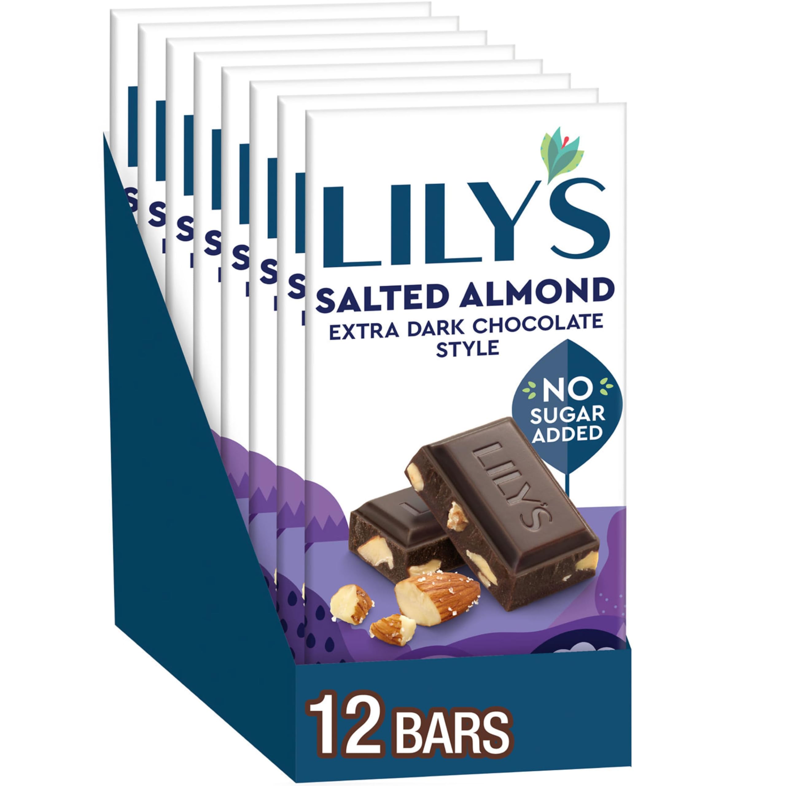 Stevia Sweetened Dark Chocolate Bar 70% Cocoa Salted Almond 2.8 Oz.