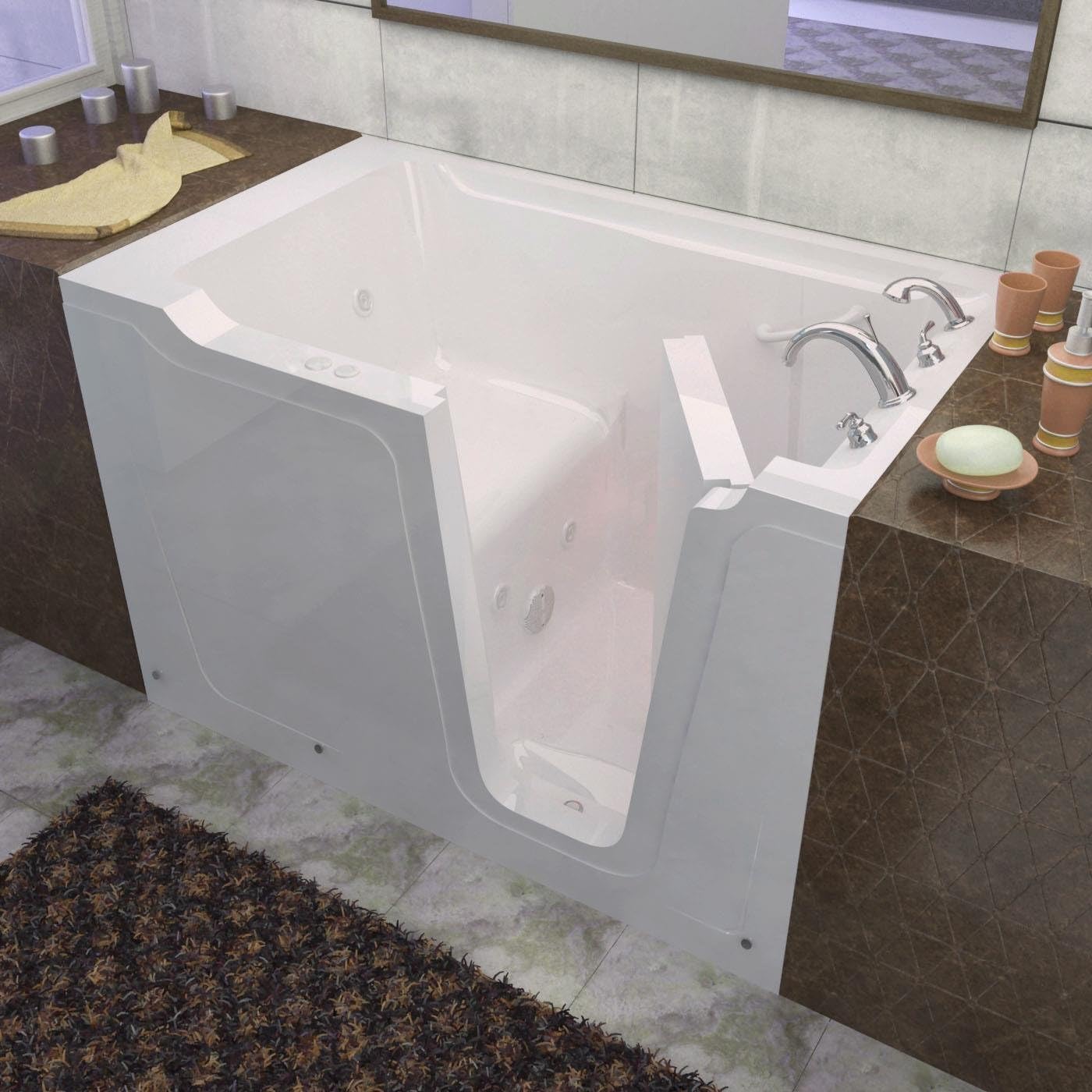 Spa World Venzi Vz3660rwh Rectangular Whirlpool Walk-In Bathtub, 36x60, Right Drain, White