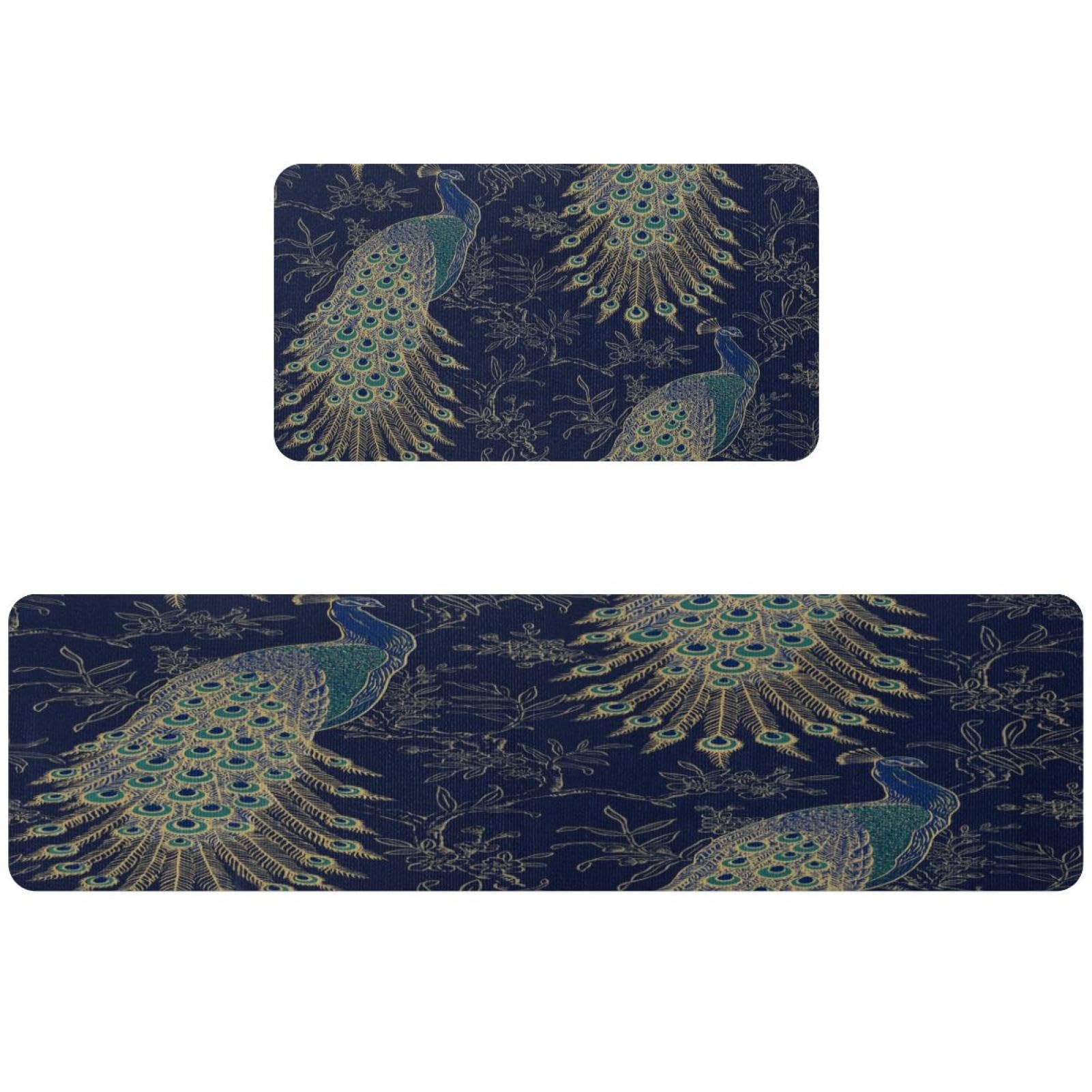Tapete absorbente de cocina antideslizante alfombra lavable pavos reales