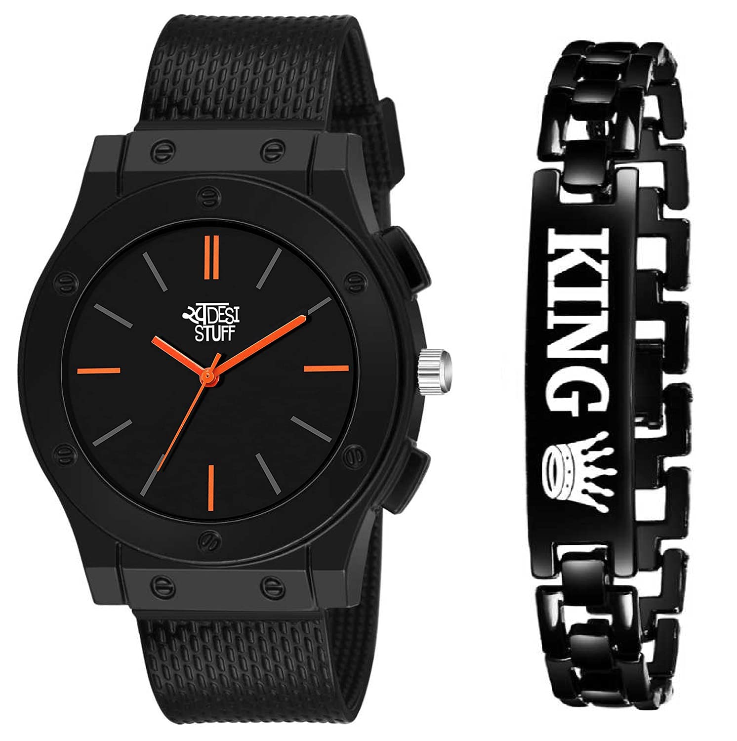 SWADESI STUFF Silicone Braacelet Watch Combo Analog Men Watch (Black Dial Black Colored Strap), Black Band (B0973G8WT7) Amazon Price History, Amazon Price Tracker