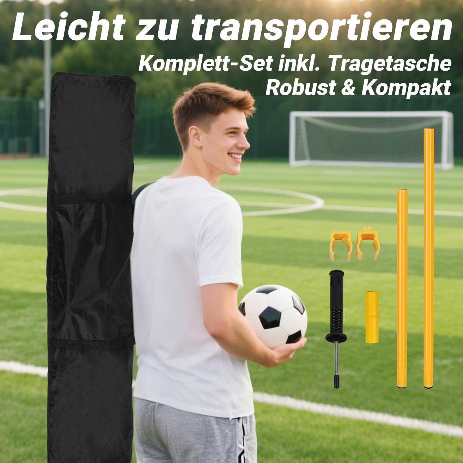 Slalomstangen Fussball Set, Slalom Poles, Slalom Stangen mit Feder, Sprunghafte Agilität Stangen, Fussball trainingszubehör für Koordinationstraining Hundesport