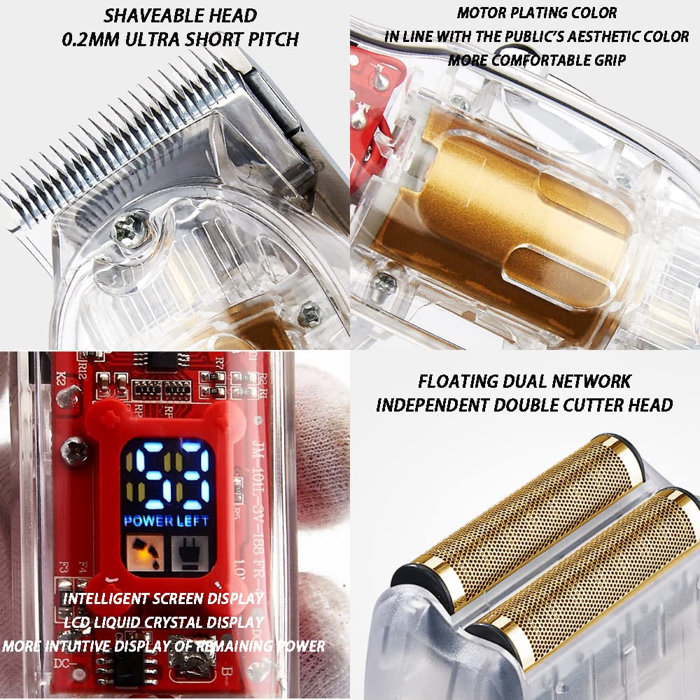 Rasoio elettrico e tagliacapelli da uomo, 2 in 1, multifunzione, ricaricabile tramite USB, senza fili, con rasoio di precisione, 100% impermeabile, bagnato e asciutto