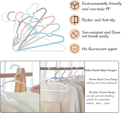 Miniatura 10 de Perchas para bebés, 40 unidades, perchas para niños, perchas de plástico antideslizantes, perchas para niños, perchas para bebés, perchas para
