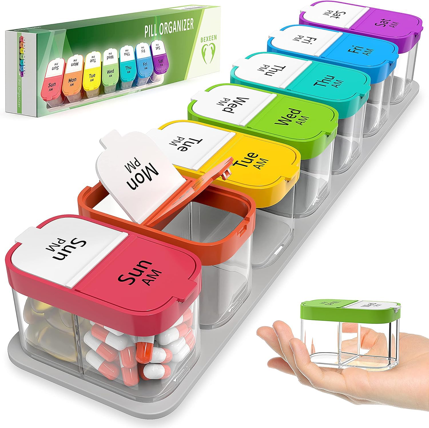 Extra Large Weekly Pill Organizer - XL Daily Pill Box - 7 Day Am Pm Pill Case Jumbo Pill Container for Supplements Big Pill Holder Twice A Day Oversized Daily Medicine Organizer for Vitamins-image-16