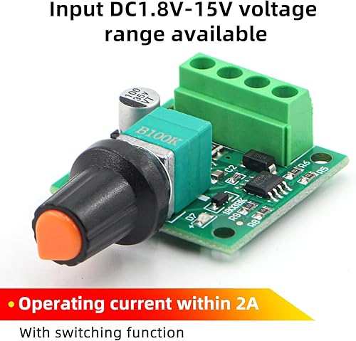 Miniatura 4 de RioRand Bajo voltaje DC 1.8v 3v 5v 6v 12v 15V controlador de velocidad del motor 2A PWM 2PCS