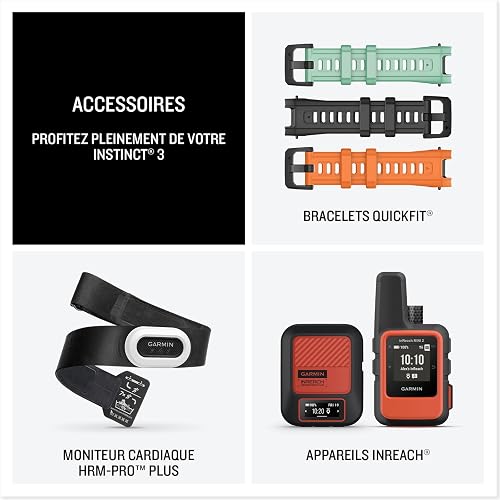 Garmin Instinct 3, AMOLED - Montre GPS connectée et robuste avec un écran AMOLED - Noire avec bracelet noir - Boîtier 45 mm - 7