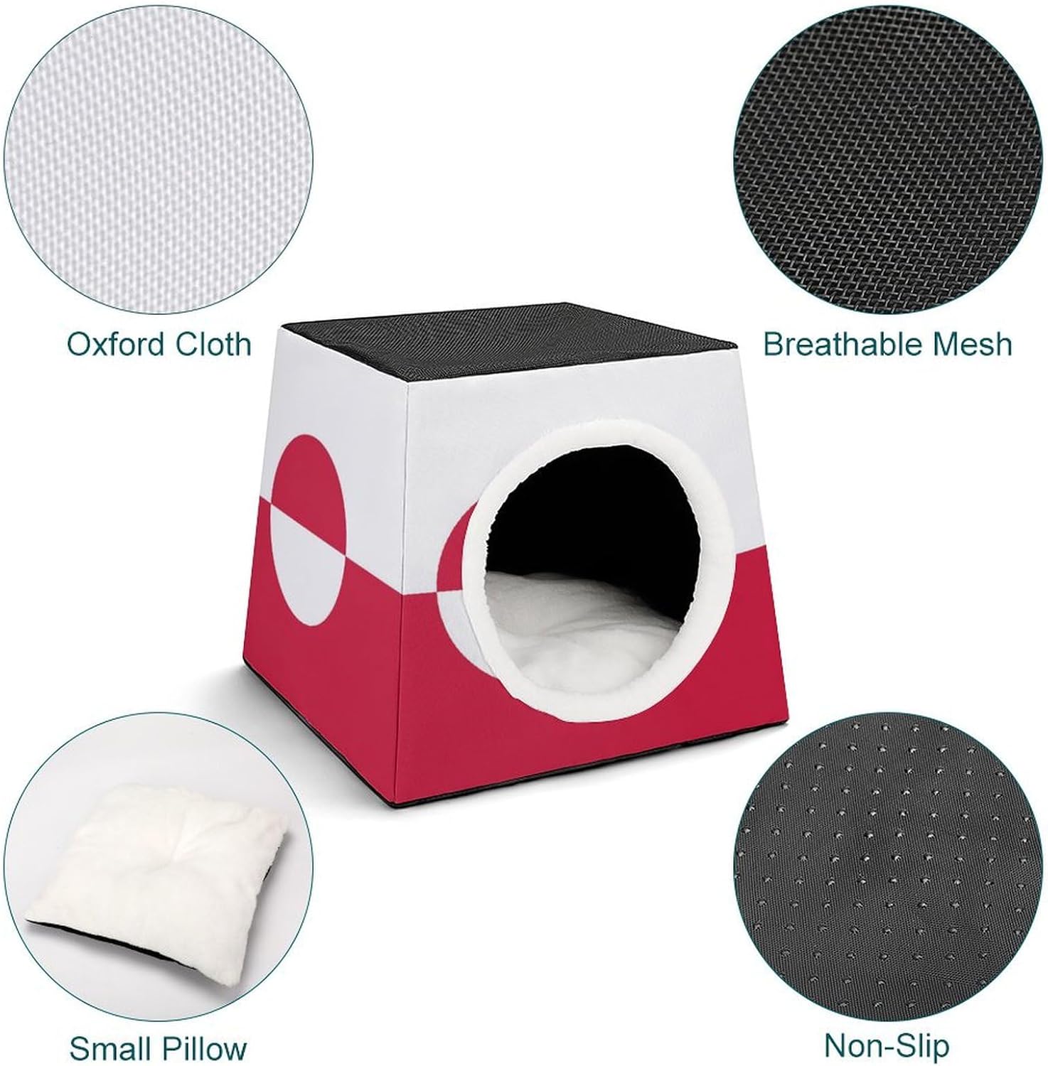 Greenland Flag Cat House for Indoor with Spacious Cat Nest