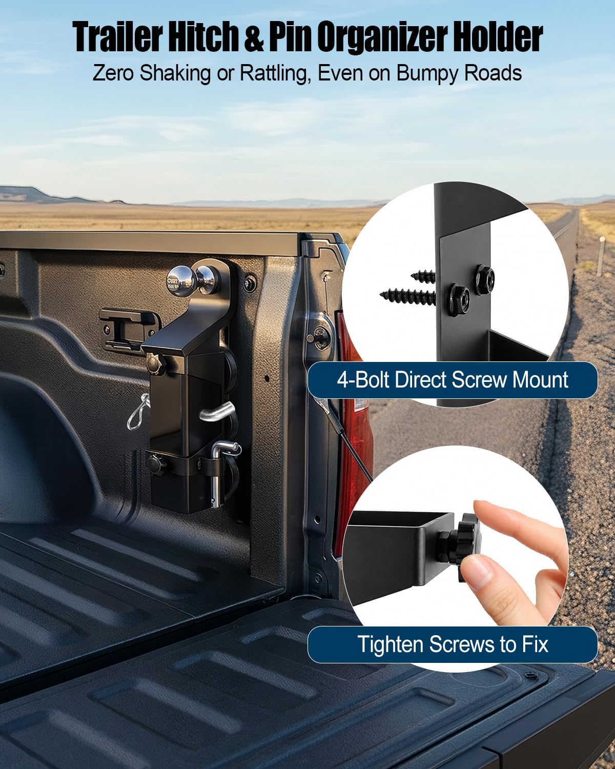 Trailer Hitch Holder for Truck Bed, Ball Hitches Mount, Screw-in