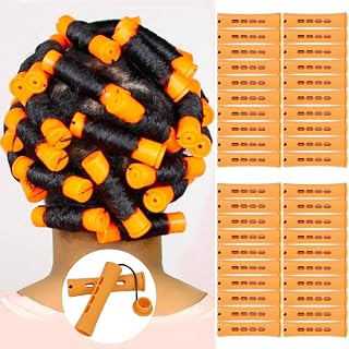 YOROSTAR 40pcs Orange Cold Wave Perm Rods for Natural Hair - No Heat Plastic Rollers for Long Short Hair Curling & DIY Styling