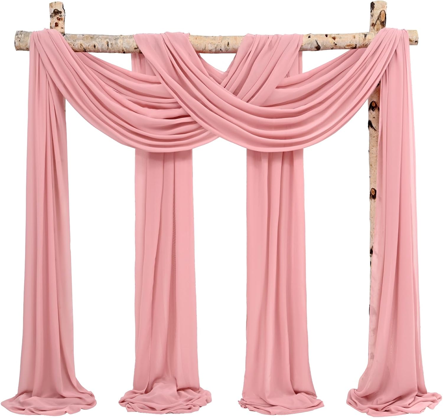 Wedding Arch Draping Fabric,8 Panels 28" x20ft Dusty Rose Wedding Arch Drapes for Ceremony Chiffon Fabric Drapes Arbor Drapery Wedding Arch Decorations for Reception Sheer Backdrop Curtains for Party Dusty Rose 8 Panels