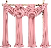 Vista 99 de Tela para envolver arco de boda, 4 paneles de 28 x 20 pies, cortinas de arco de boda rosa para ceremonia, cortinas de tela de gasa para cenador