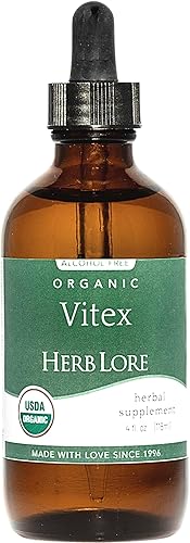 Herb Lore Organic Vitex Tincture - Suplemento líquido de casteberry para mujeres, extracto de bayas de árbol casto, sin alcohol (4 onzas líquidas)