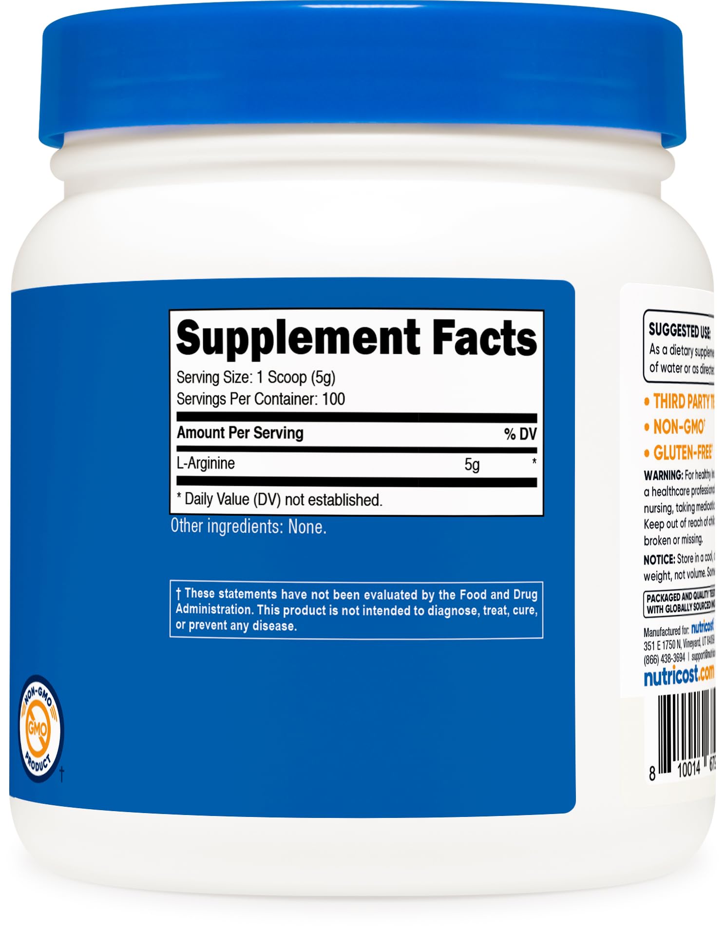 Nutricost L-Arginine Powder 500 Grams (1.1lbs) 100 Servings, Pure — Amazon image 5