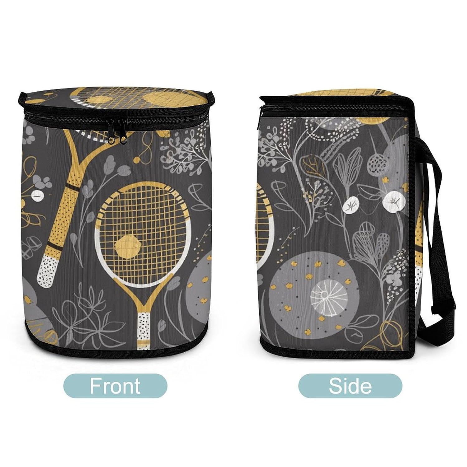 Hanging Car Trash Bag Racquets and Tennis Balls Printed Car Garbage Storage Bag Leakproof Car Trash Can Portable Garbage Storage Bags