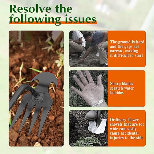 Miniatura 6 de Herramienta de extracción de malas hierbas de jardín, herramienta de extracción de malezas de jardín portátil de 15.7 pulgadas, herramienta de mano