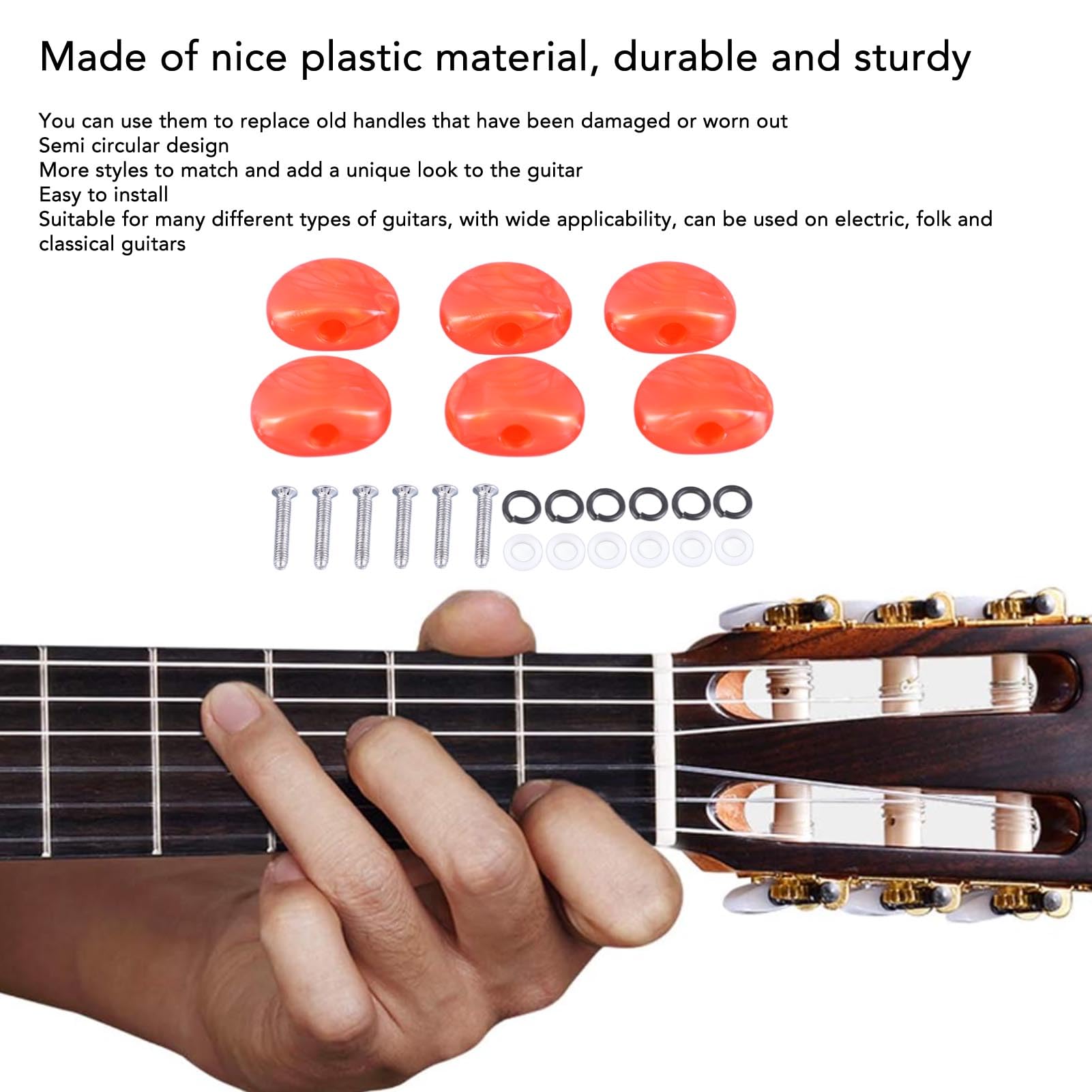 Perni Del Ponte In Osso Per Chitarra Acustica - Bianco, 6 Pezzi (8mm/3.4mm) - Foto 3