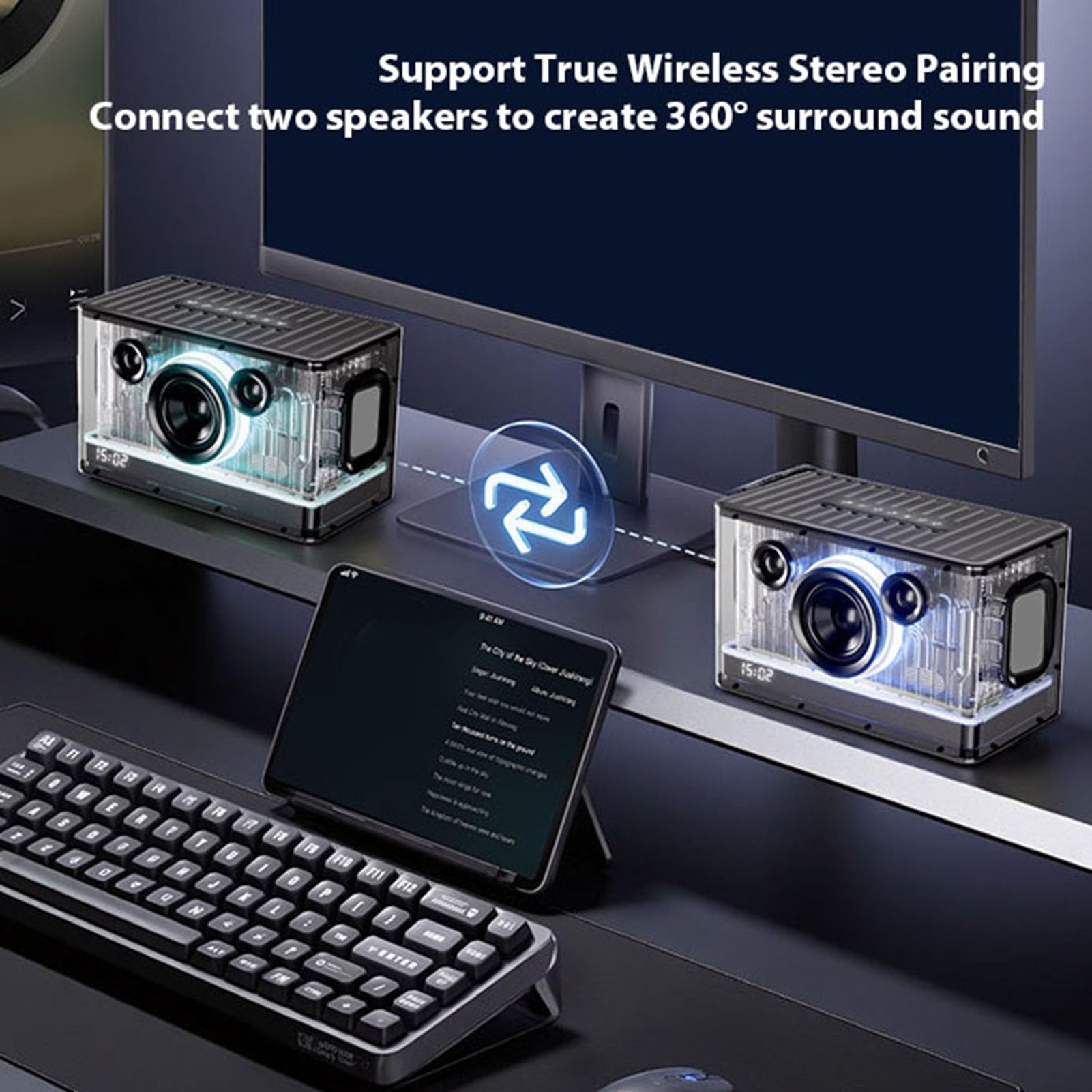 Altoparlante Bluetooth Stereo Wireless Ad Alta Potenza da 45 W con Luci RGB per Feste in Casa e Riunioni All'aperto