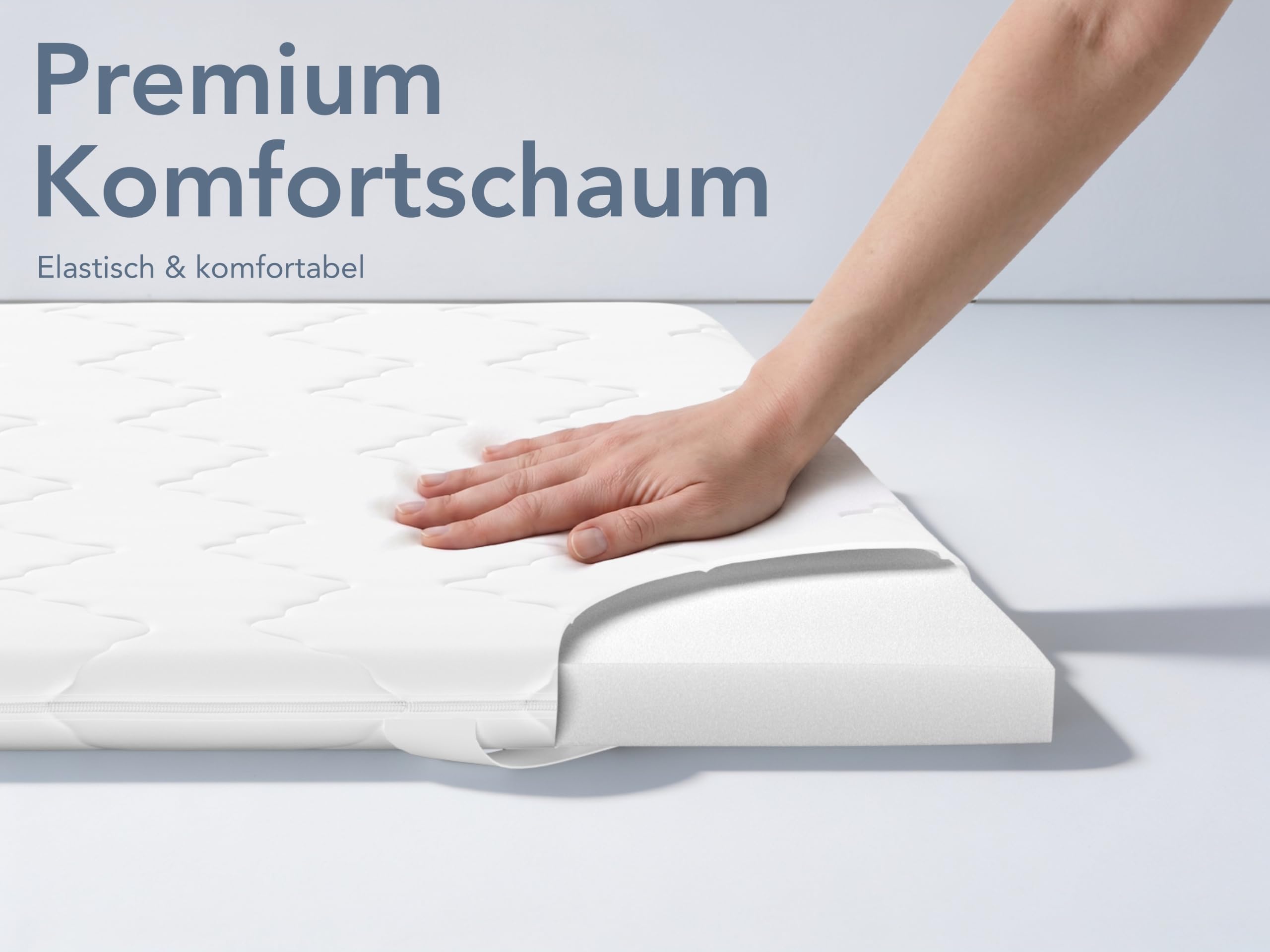 XDREAM Pure Topper | Topper ergonómico con cómodo núcleo de espuma de confort | Cintas para fijación | Certificado Öko-Tex 90 x 200 cm