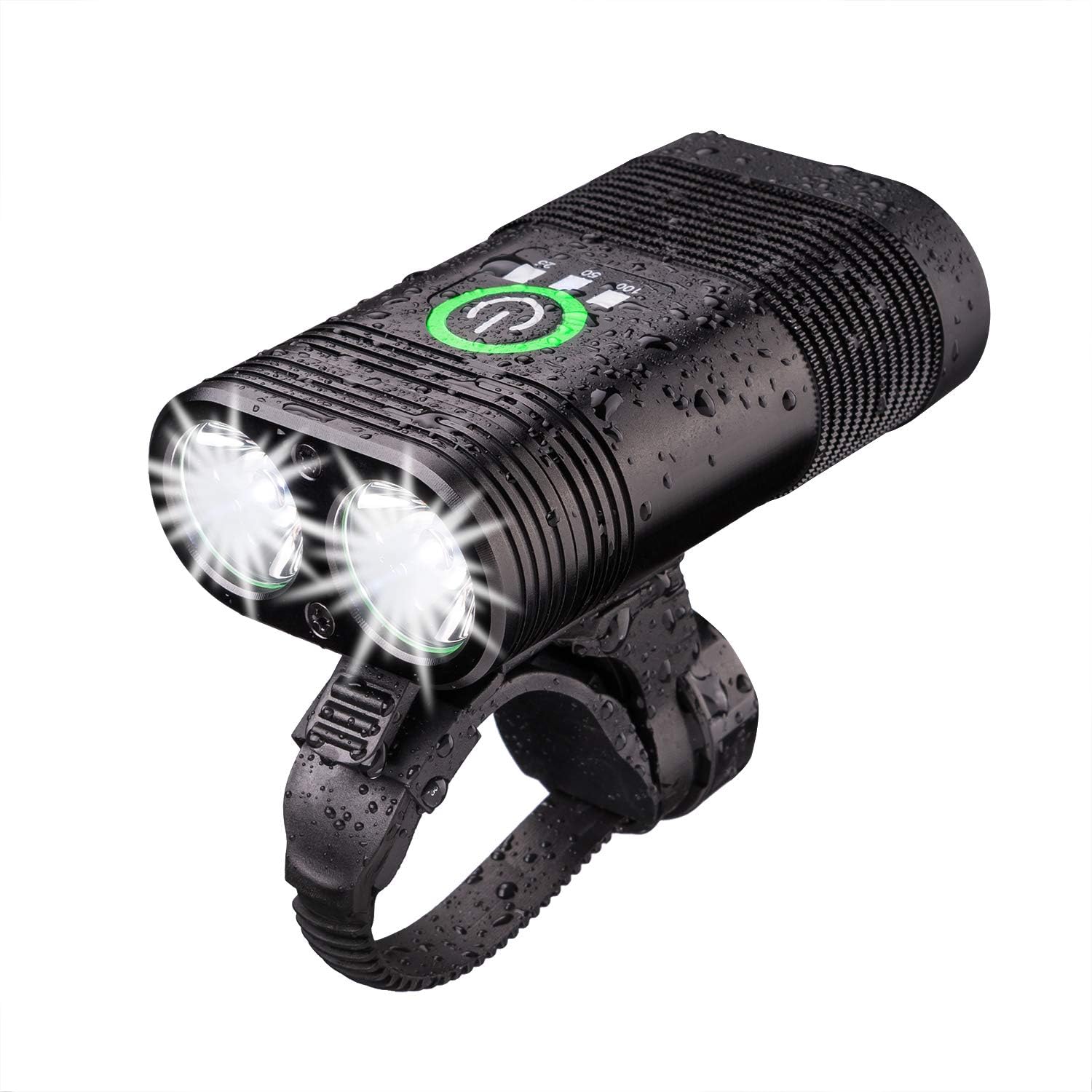 2X CREE XMK T6 LED Bicycle Headlamps Waterproof, Super Bright 2400 LUMENS Front Bike Light Headlight USB Cable,Compatible with Mountain, Hybrid, Road, MTB