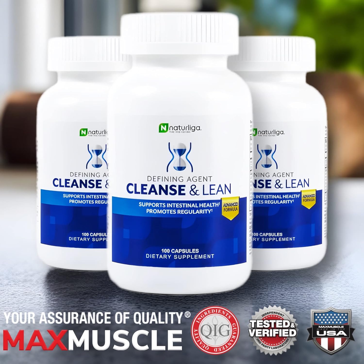 Max Muscle Naturaliga Cleanse and Lean Defining Agent Herbal Cleanse for Regularity w/Natural Detoxifying Ingredients for Gut Health Colon Detox Health and Bloating,100 Ct (Pack of 2)