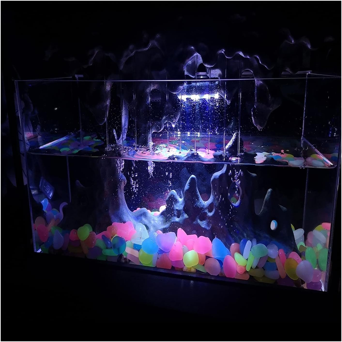 Glowing Stone Artificial Pebbles Glowing in The Dark, Fluorescent Stones for Aquarium Garden Decoration, Colored Solar Stones (Size : 400PCS)