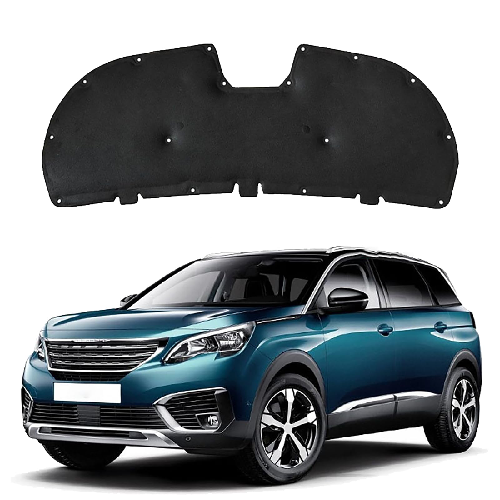 Capot Moteur Insonorisation Isolation Thermique Coton pour Peugeot 5008 2017 2018 2019 2020 2021 2022 2023, Coussin d'isolation Acoustique pour Capot Avant de Voiture