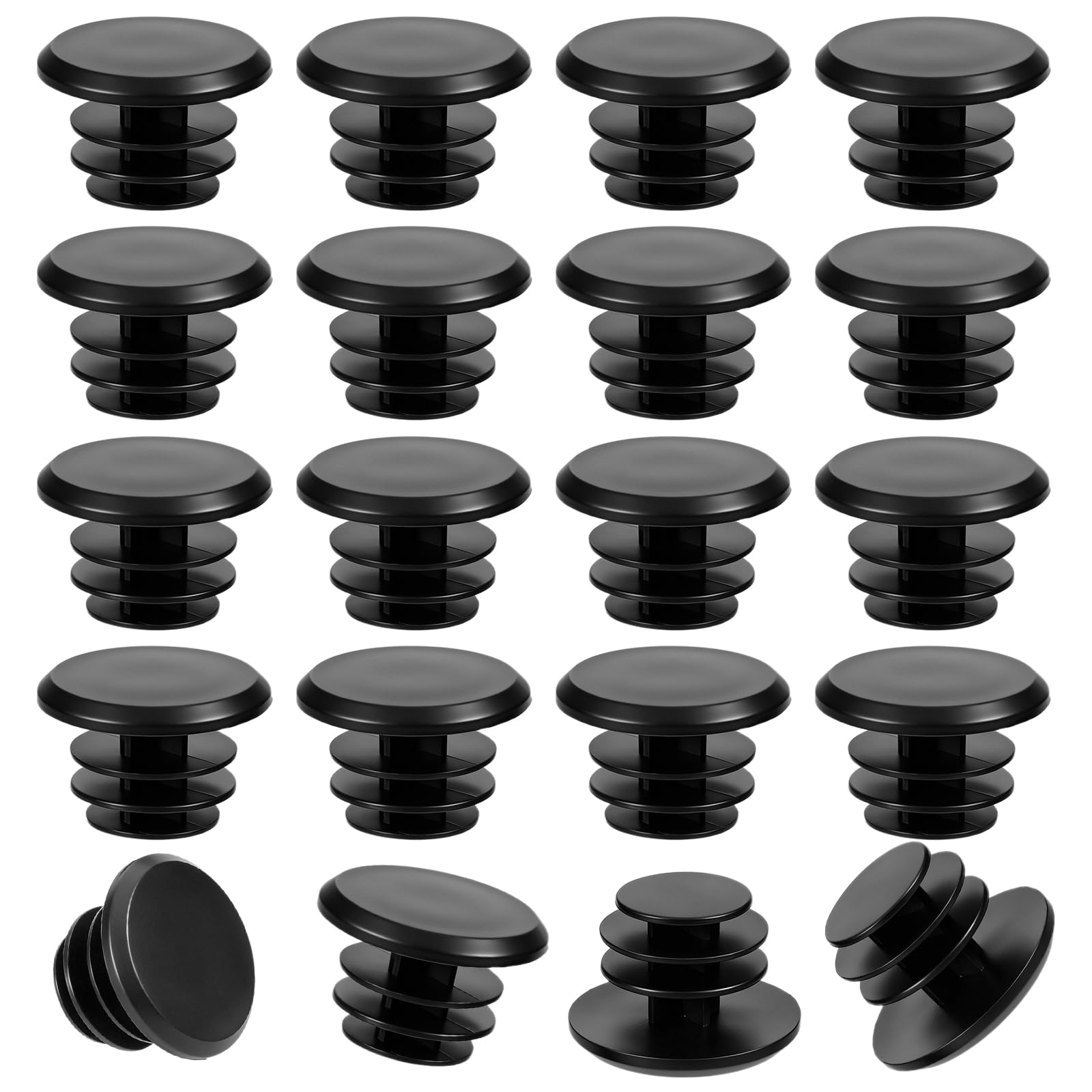 Mozeat Lens 20 Pieces Handlebar End Caps Bike Bar End Caps Black Plastic Bike Handlebar Plugs Bicycle for Road & Mountain Bikes, Most Bicycle Grip Bar Ends Plugs