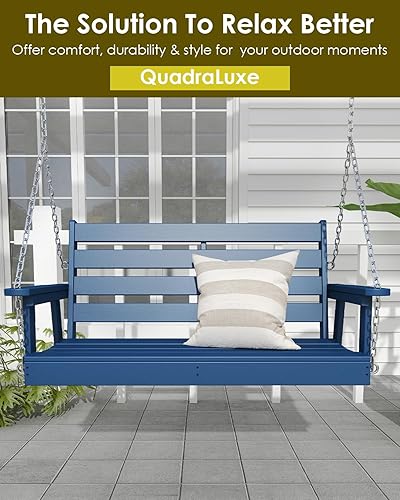 Miniatura 6 de GREENVINES Columpio de porche | 51 pulgadas | Plástico HDPE | para patio al aire libre | Todo clima | Columpios de banco impermeables | con 4