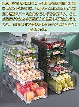 Amazon｜Frisence 冷蔵庫引き出し クリア冷蔵庫オーガナイザー