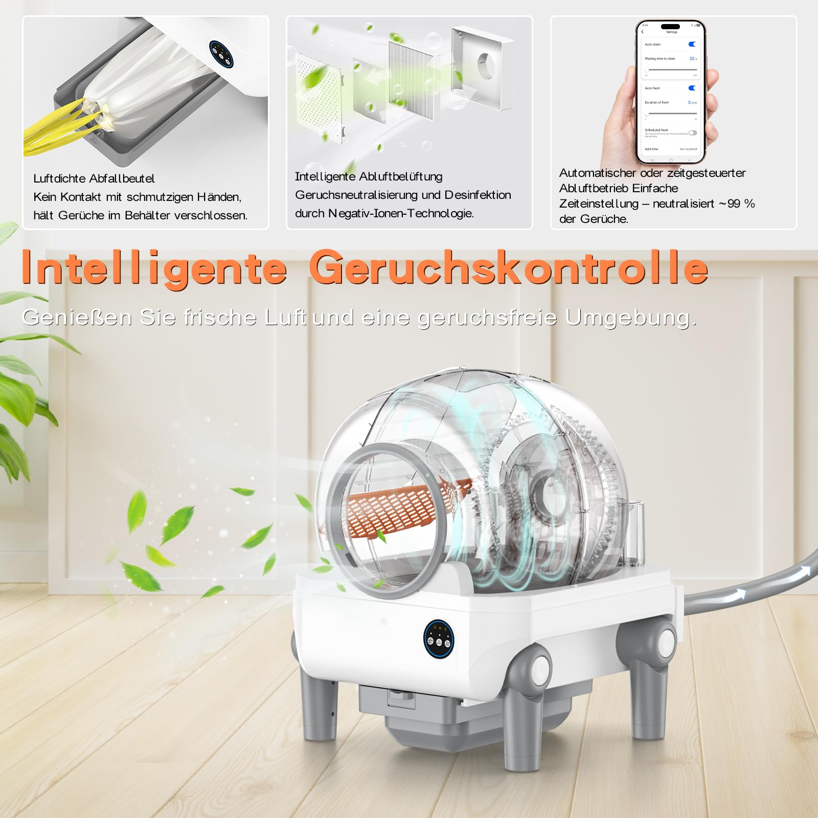 Vxacen Katzenklo Selbstreinigend, 72L Selbstreinigende Katzentoilette App-Steuerung Katzentoilette Selbstreinigend Geruchsfreie Elektrisches Katzenklo für Mehrere Katzen