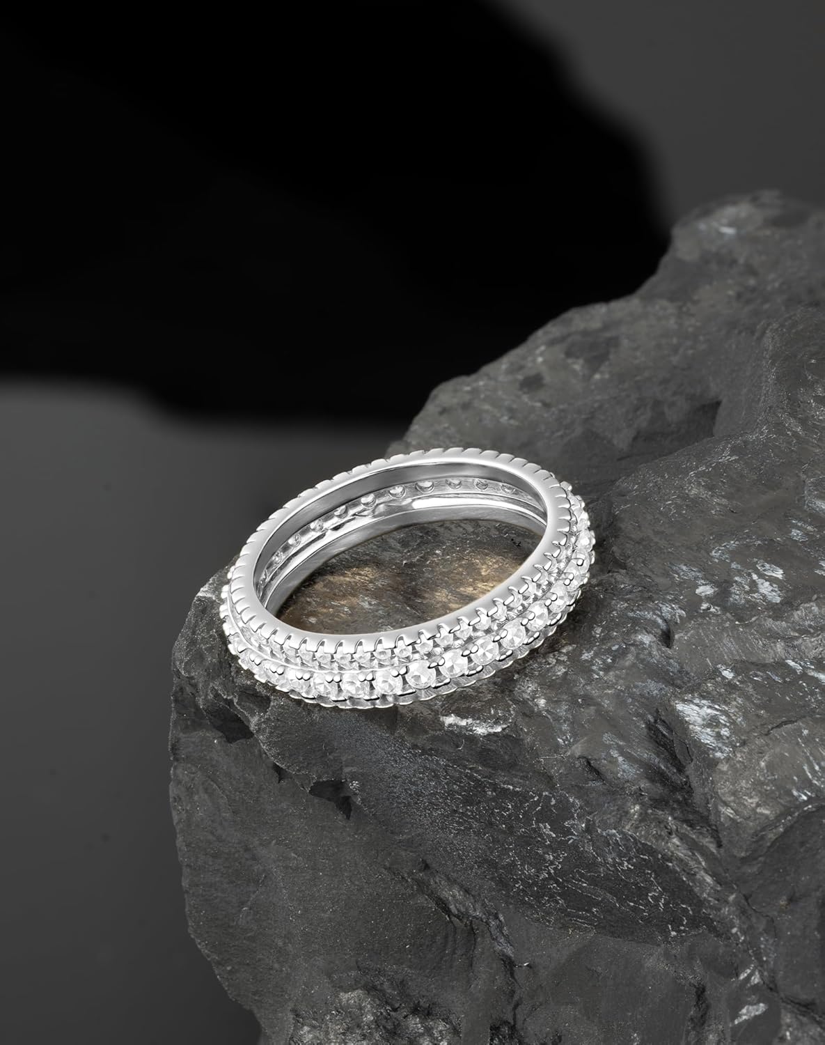 Bling Halo Stacking Ring for Men Women - 18k Gold Plated Stackable Cubic Zirconia Band - Created Diamond Iced Out Hip Hop Jewelry Gifts - Image 7