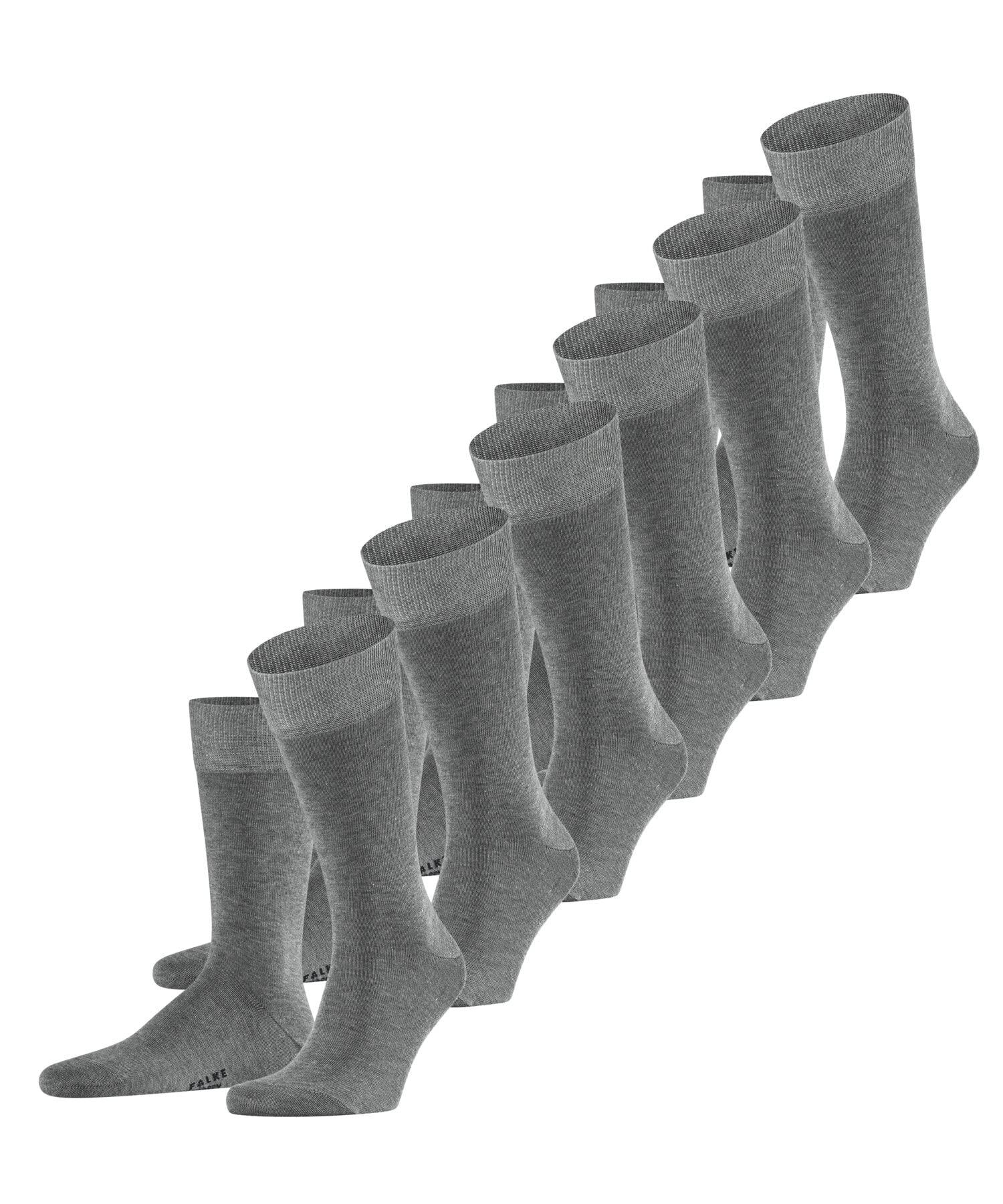 FALKE Herren Socken Happy Multipack M So Baumwolle einfarbig 6 Paar, Grau Light Grey Melange 3390, 47-50