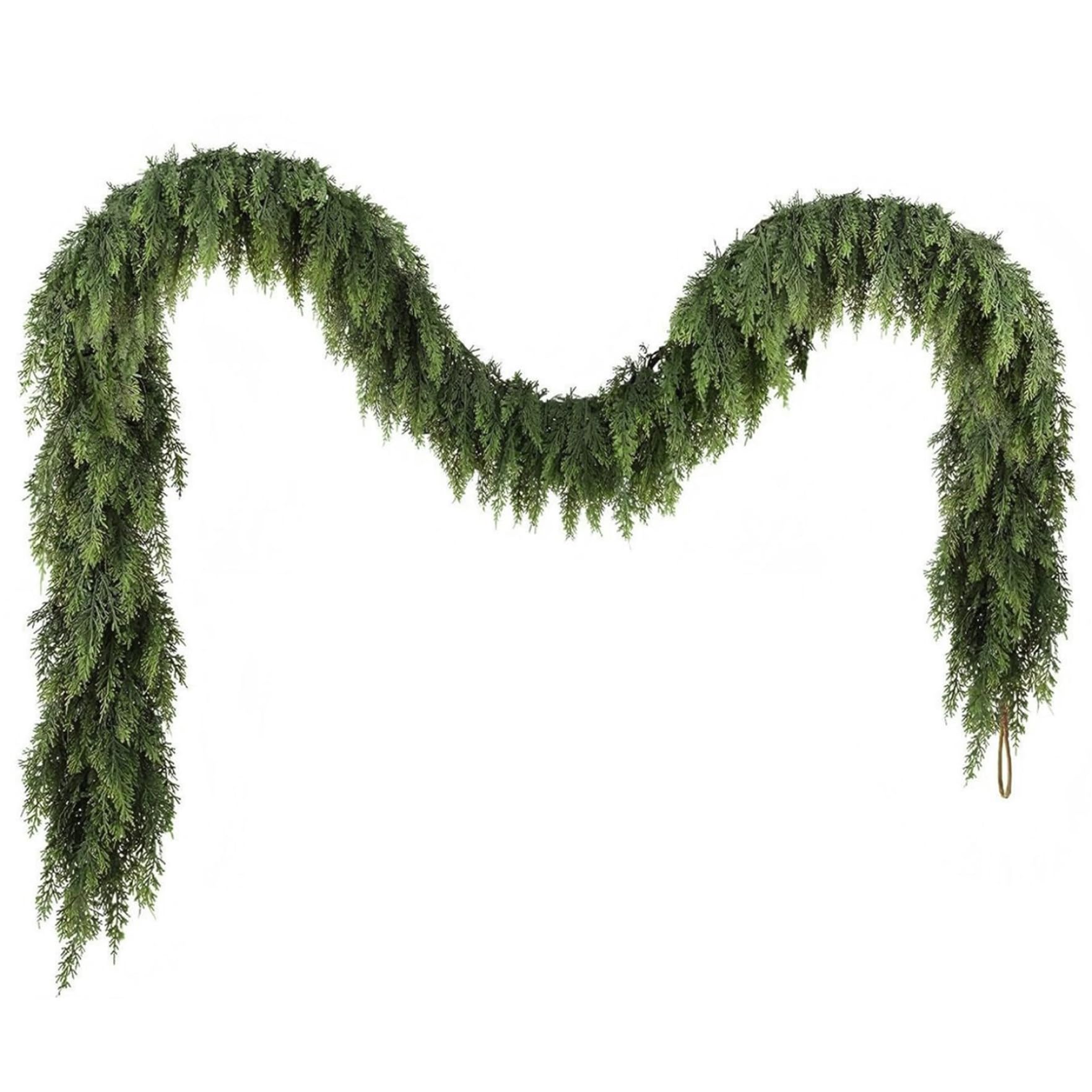 Guirlande de Noël en cèdre Artificiel Vert, PVC Souple, 2, 7 m, pour cheminée, intérieur ou extérieur