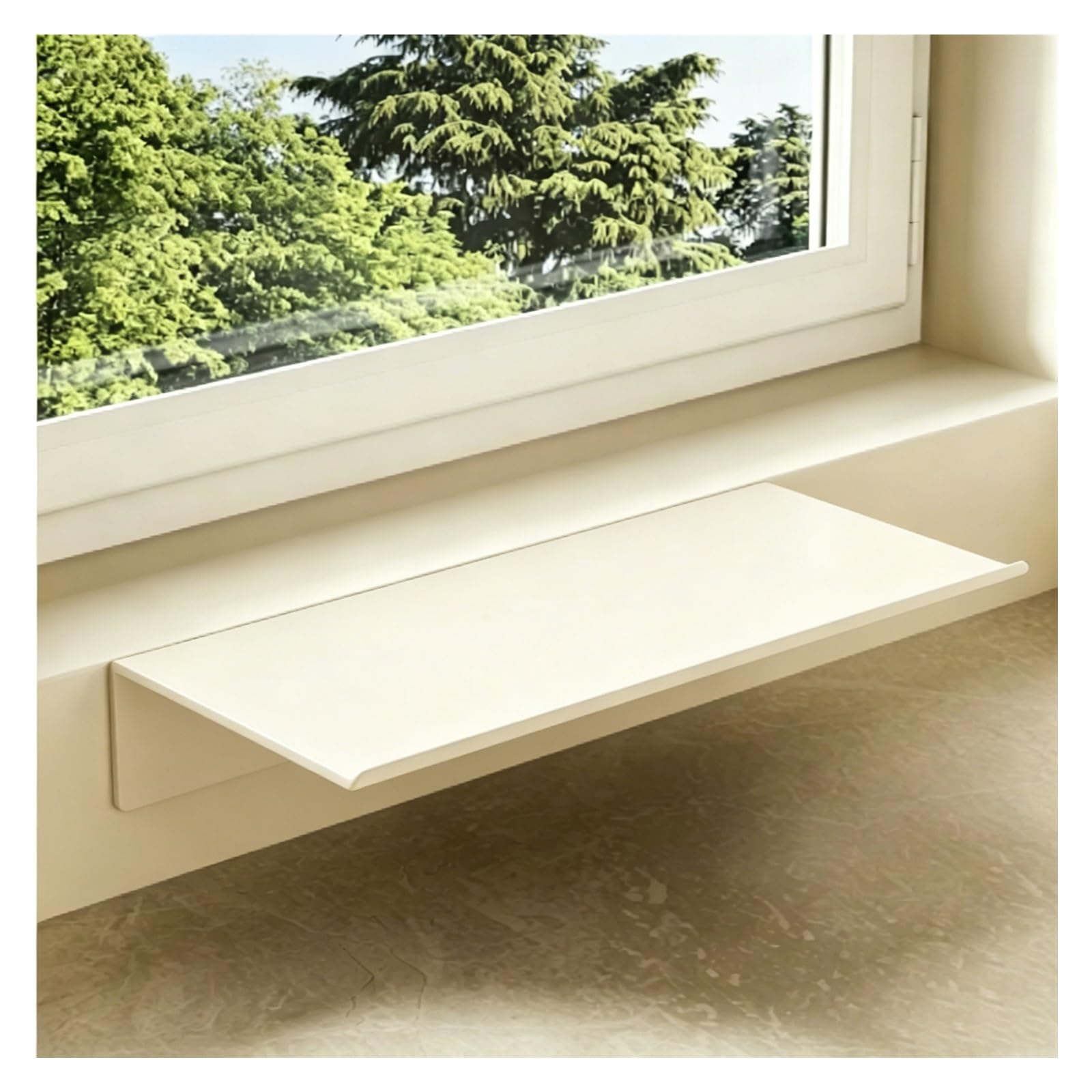 CHZDPP Stainless Steel Window Sill Extender Plate, No Drill Windowsill Extension for Kitchen Storage/Spice Jars, Multi-Purpose Countertop Extension(White,40cm/15.7in)