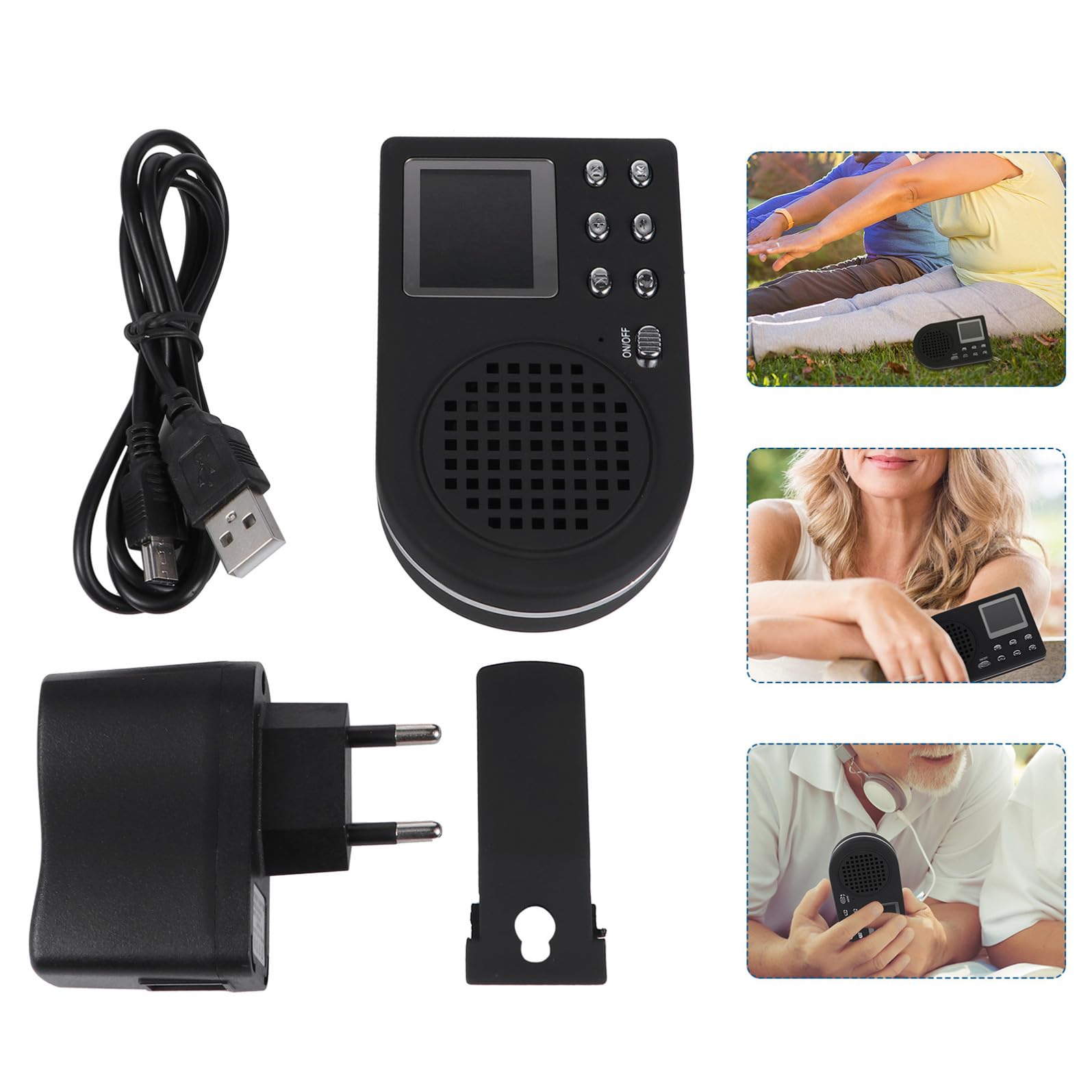 Hemobllo Mp3 Portatile con Funzione di Riproduzione Audio Esterna con Display Lcd e Cavo USB, Dispositivo Musicale in Plastica Nero come Regalo per Famiglia e Amici