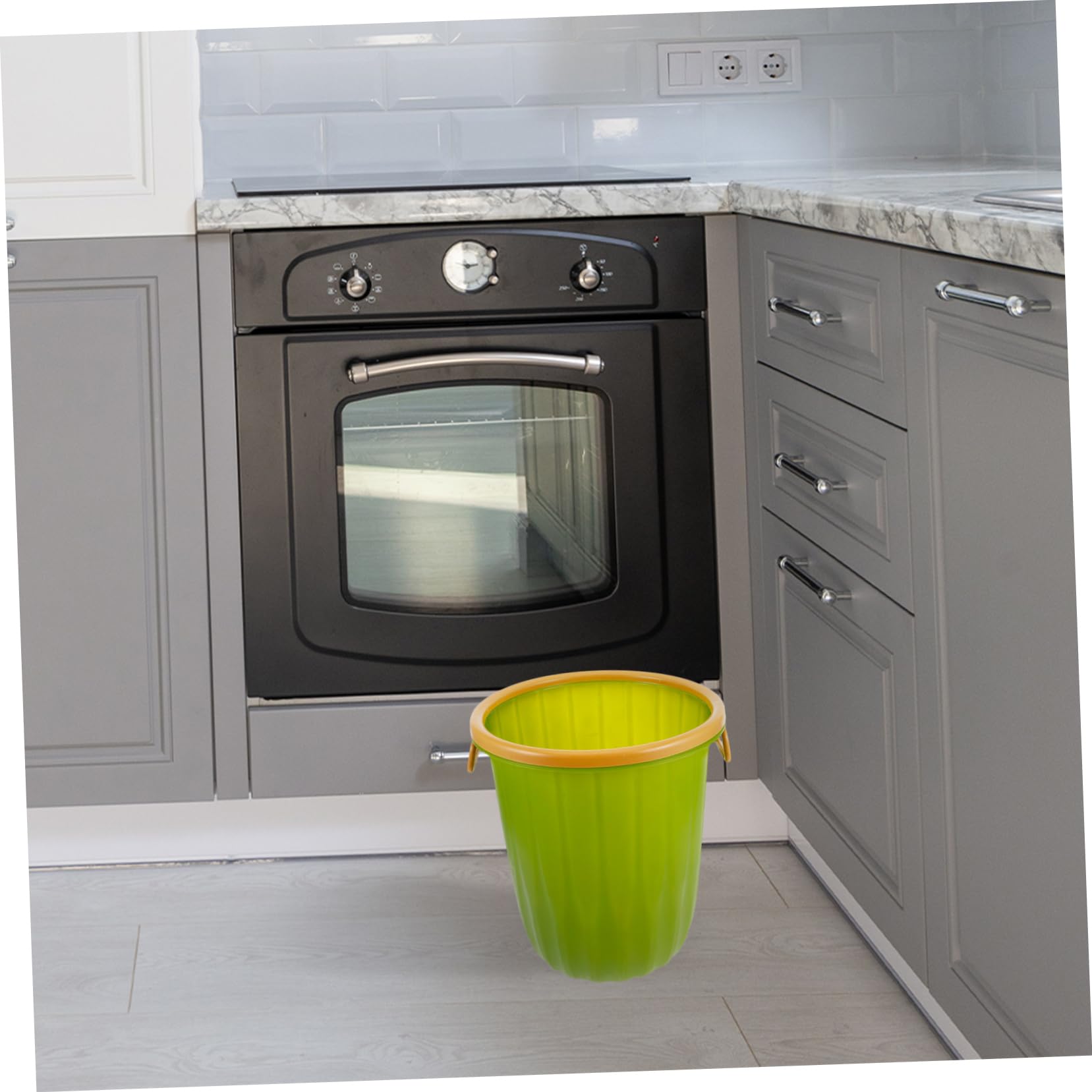 Poubelle de Chambre en Plastique Vert Grosse Capacité et Anneau de Compression, Facile à Nettoyer, pour Salles de Bain et Dortoirs