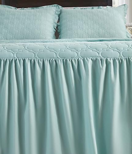 Miniatura 5 de CHIXIN Colcha con falda con volantes, caída de 30 pulgadas de largo, ropa de cama estilo Shabby Chic, ligera, juego de 3 piezas, tamaño King, color