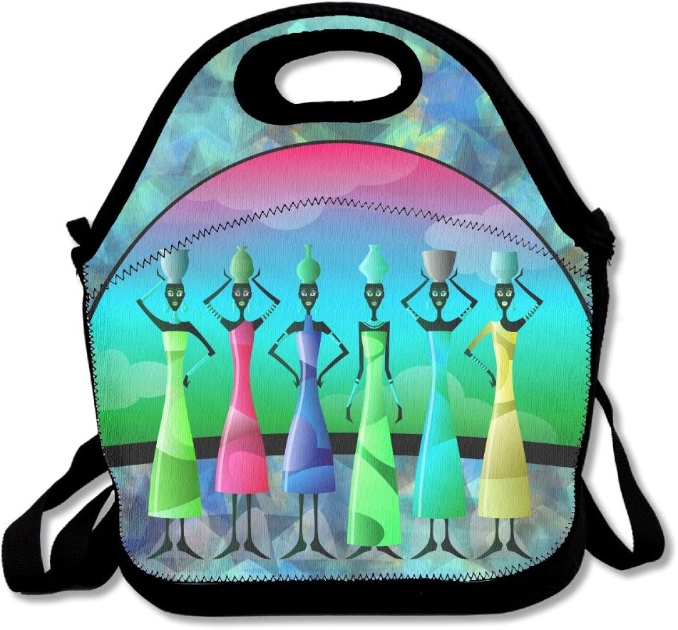 African Women Beatiful Black Women With Vessels Waterproof Lunch Tote Bag Insulated Reusable Picnic Lunch Boxes For Men Women Kids