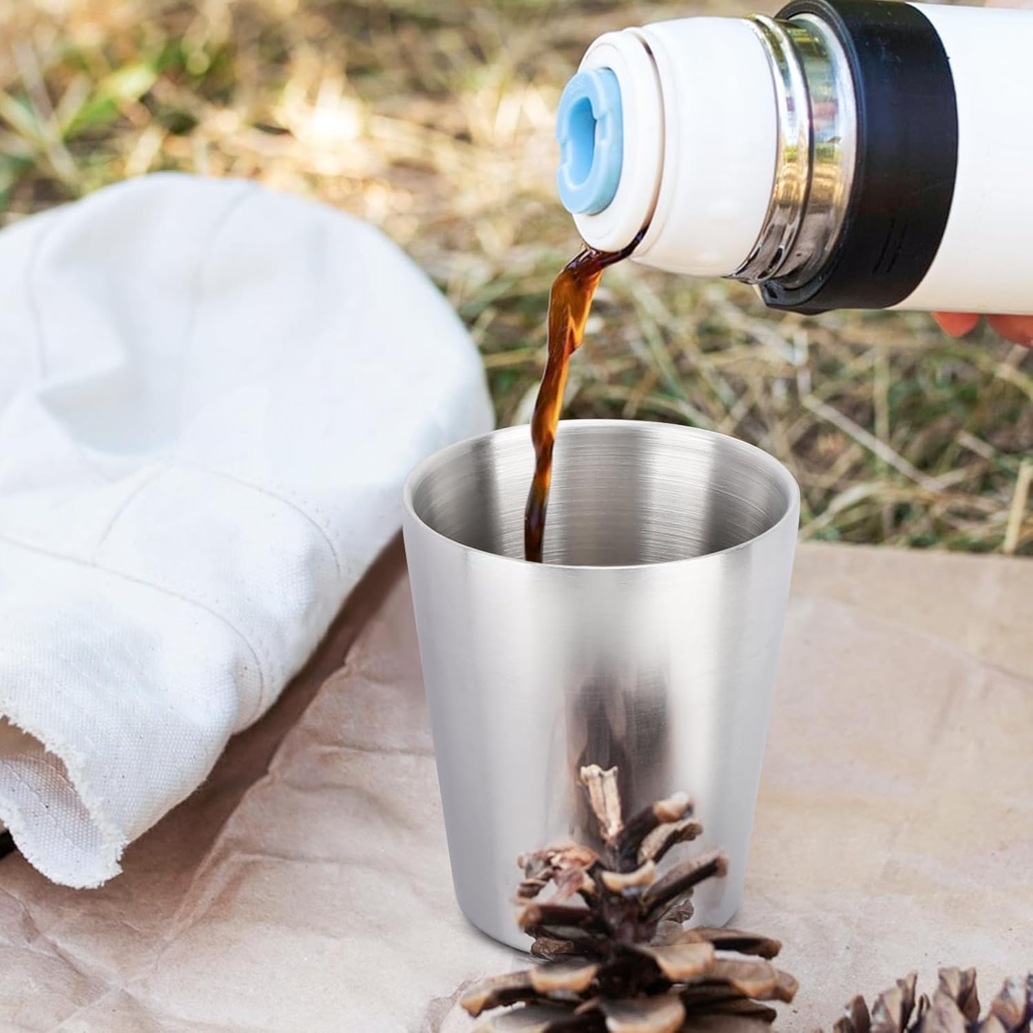 Beasea Stainless Steel Cups 8.8 oz, 4 Pack Small Stainless Steel Tumbler Bulk Stackable Insulated Mini Cups for Drinking Double Wall Metal Glasses Tin Cups for Office Home Party Camping - Image 7