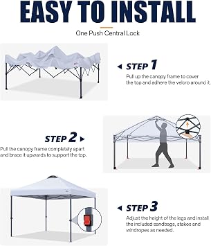 MASTERCANOPY 8x8 Durable Pop Up Canopy Tent with Roller Bag, White