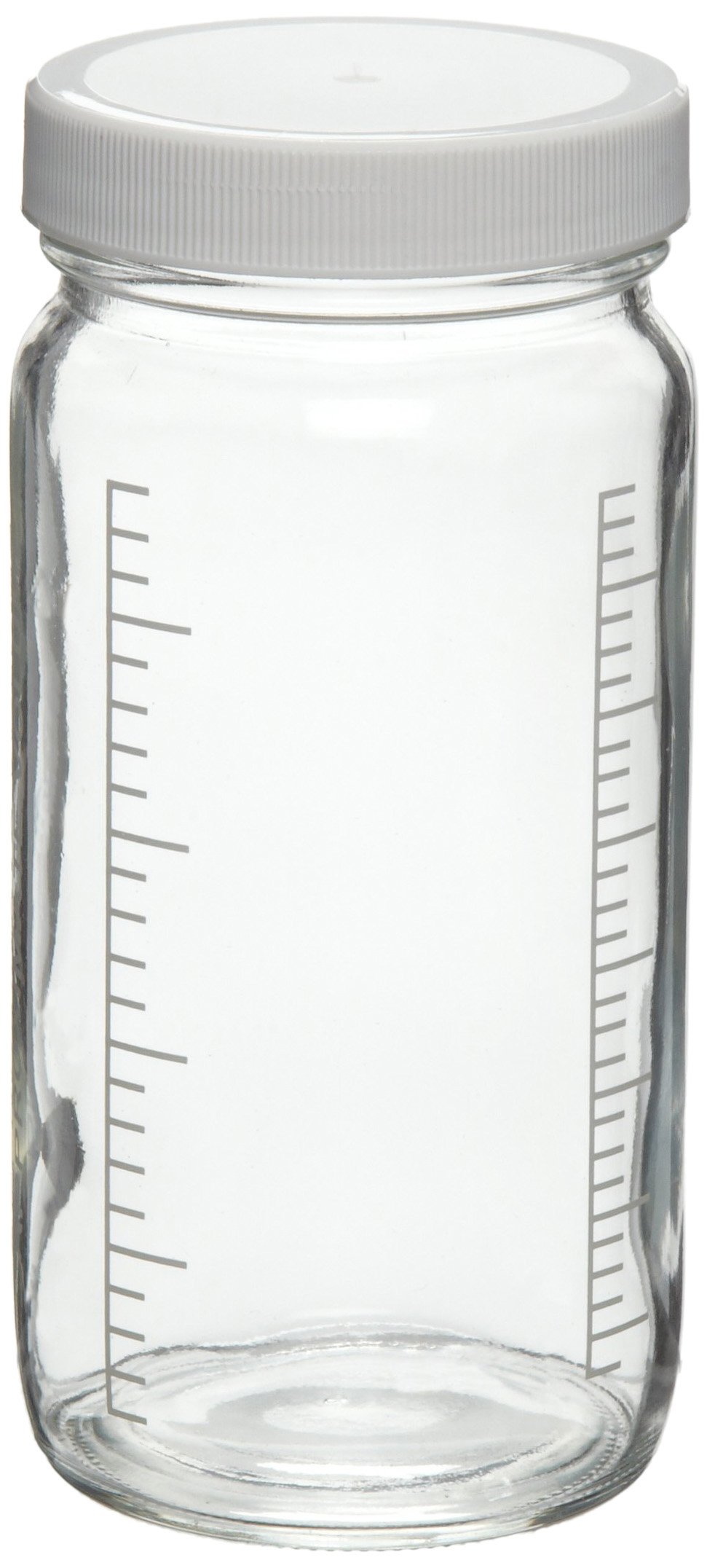 Wheaton W216986 Valumetric Graduated Bottle, Clear Glass, Capacity 16oz With 70-400 White Polypropylene Poly-Vinyl Lined Screw Cap, Diameter 76mm x 145mm (Case Of 48)