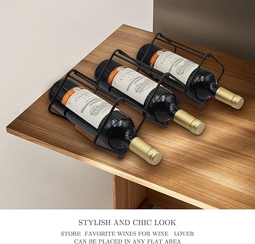 Miniatura 6 de TOMORAL Estante de vino estante de vino para encimera 5 botellas para almacenamiento de vino no requiere montaje estante de vino de metal moderno