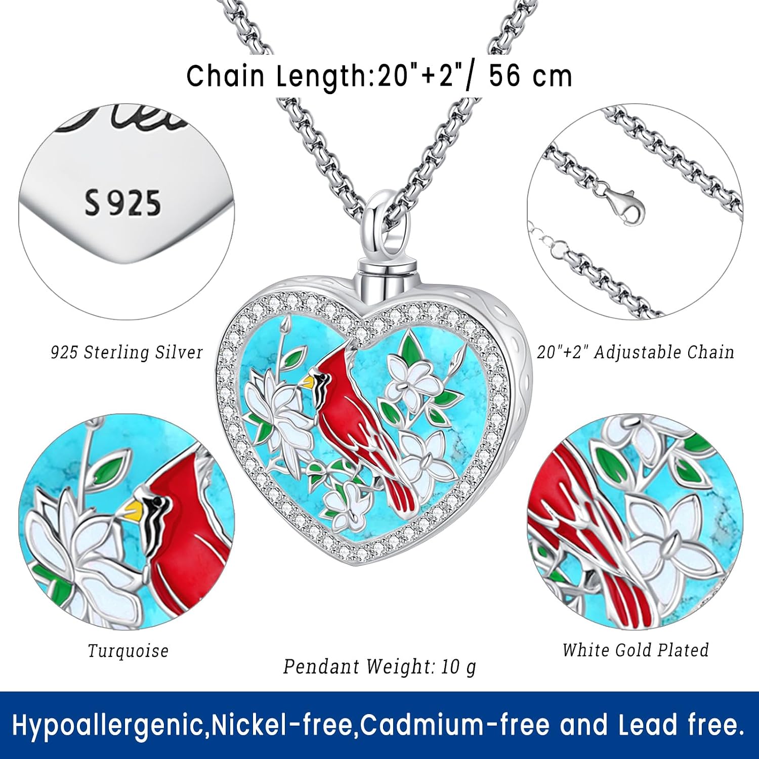 Turquoise Jewelry for Women Men 925 Sterling Silver Pendant Urn Necklaces for Ashes Picture Locket Necklace Thor Hammer Yggdrasil Virgen De Guadalupe St Michael Christopher Judas Witches Knot Necklace image 3