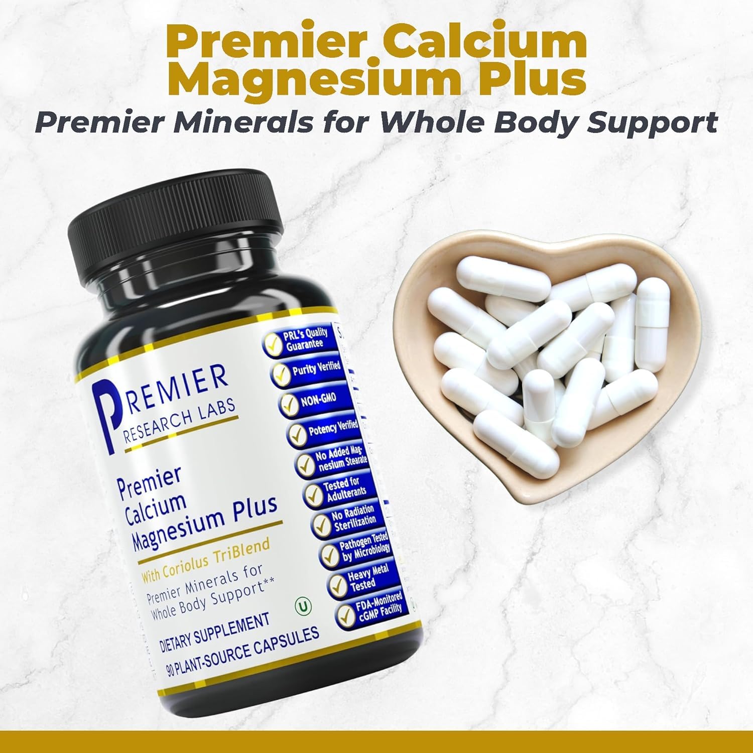 Premier Research Labs Calcium Magnesium Plus - 90 Vegetarian Capsules — Amazon image 2