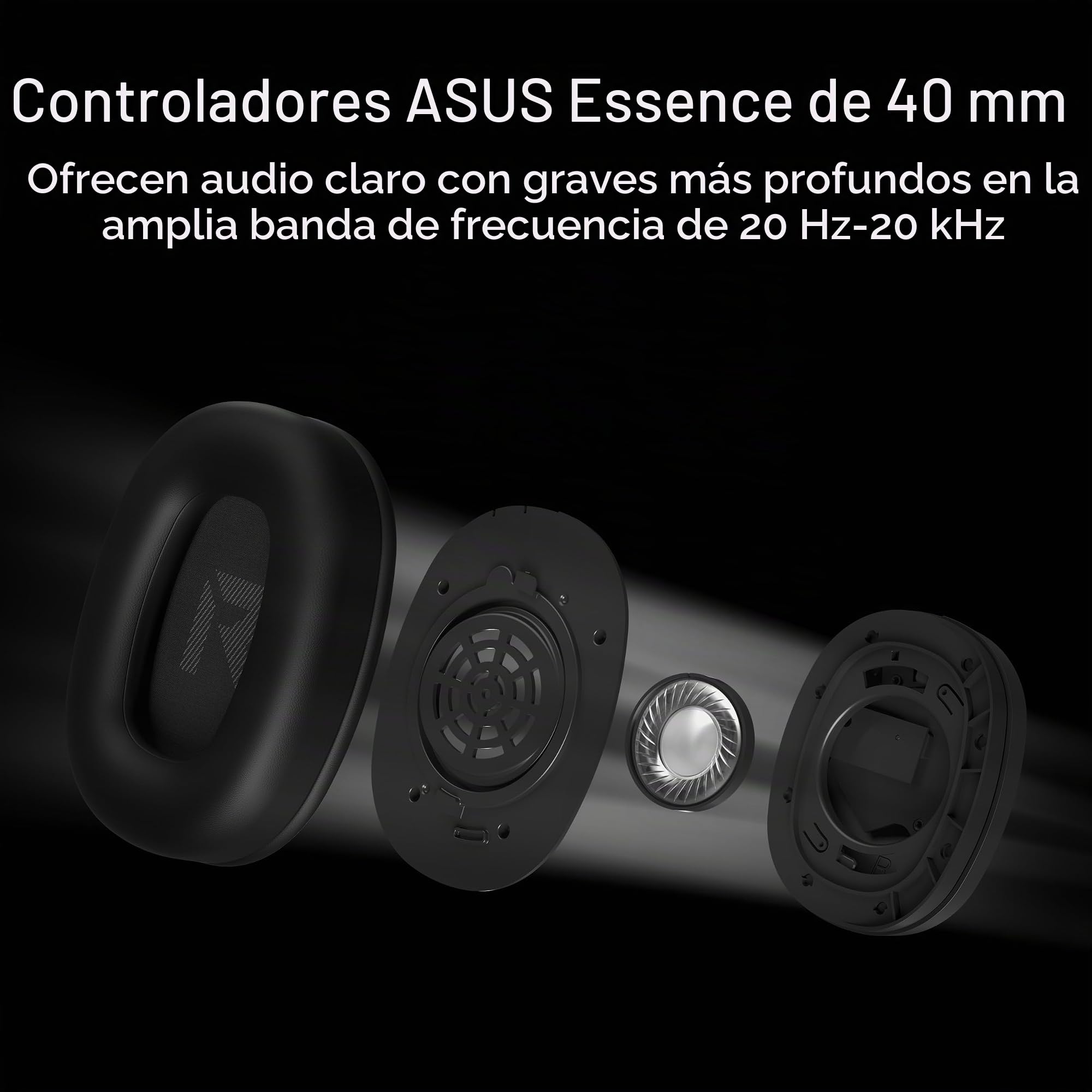ASUS TUF Gaming H1 Gen II - Auriculares Ligeros de 297g, USB-A con Cable, Controladores de 40 mm, Sonido Envolvente Virtual 7.1, micrófono Team-Speak, Almohadillas duraderas, para PC, PS5 - Negro