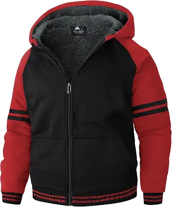 JACKETOWN Boys Fleece Jacket Sherpa Lined Zip Up Hoodie