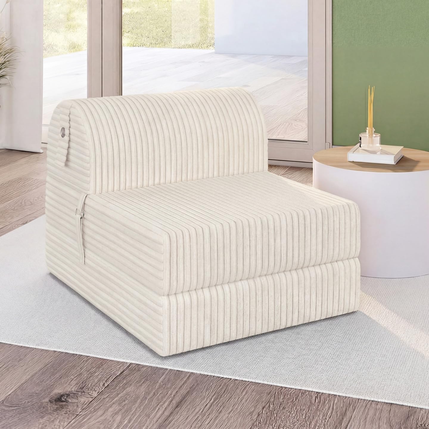 IDMarket - Chauffeuse Paloma en Velours côtelé Beige