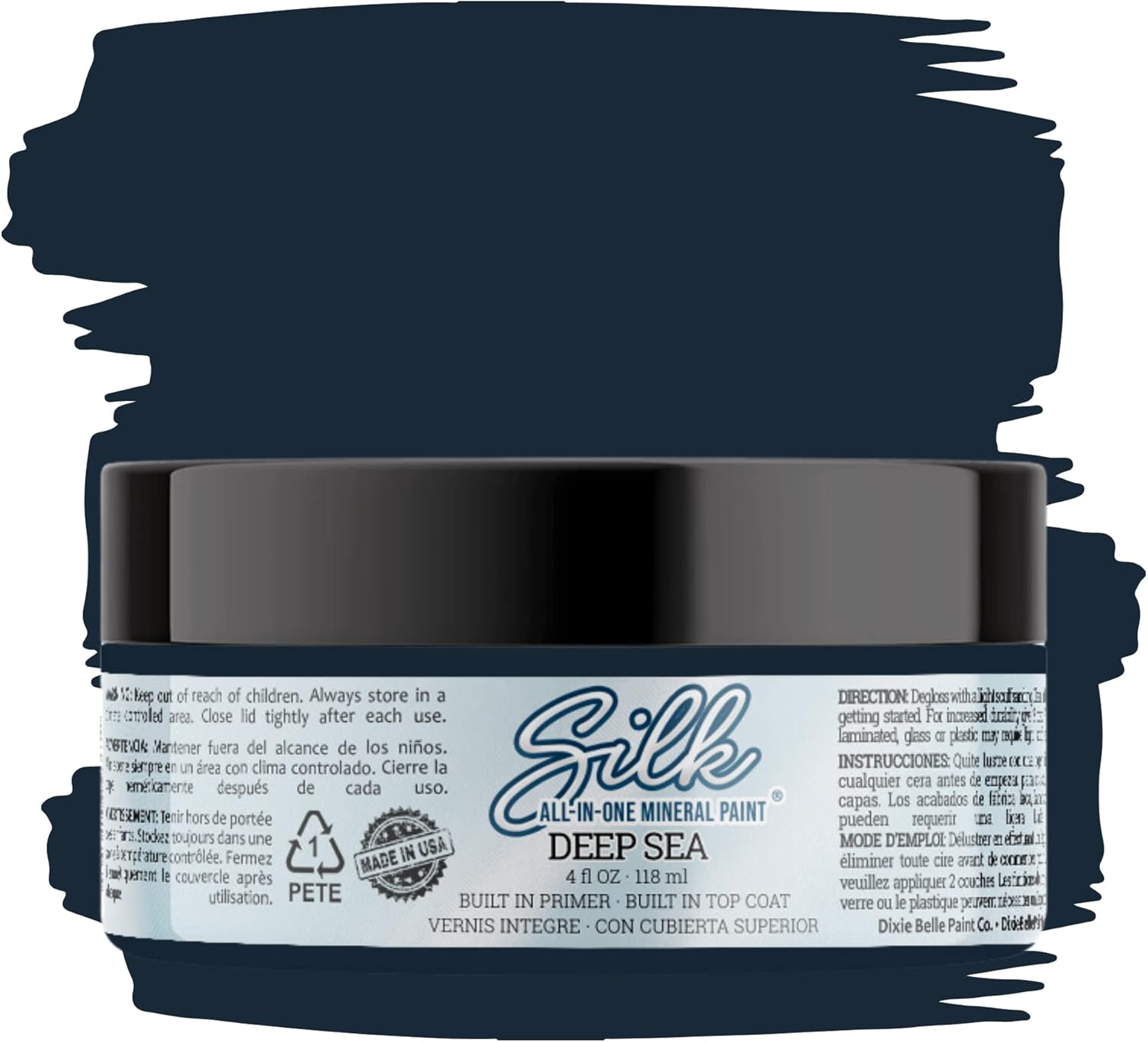 Dixie Belle Silk AllinOne Mineral Paint Deep Sea (4oz) Blue Black