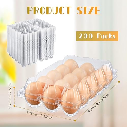 Miniatura 23 de Zubebe 200 cajas de cartón de plástico transparente para huevos, bandeja vacía para pollo a granel que se sostiene de forma segura para granja